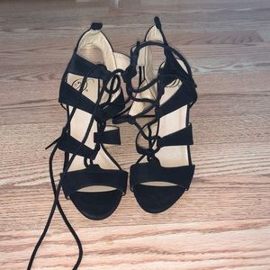 Black open toe heels